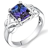 Simulated Alexandrite Ring Sterling Silver Rhodium Nickel Finish 2.75 Carats Sizes 5 to 9