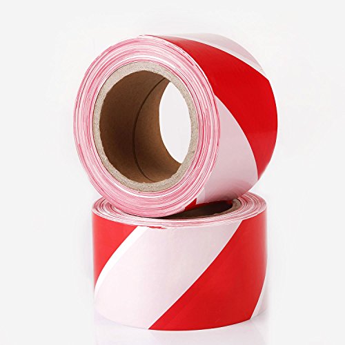 TopSoon Barricade Tape Striped Caution Tape Flagging Tape Red and White 2.8-Inch by 660-Feet Non-Adhesive