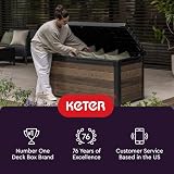 Keter City 30 Gallon Resin Outdoor Storage Box Patio Table Dark Grey view 10