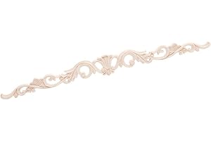 Beoot Wood Carved Long Onlay Applique Unpainted Frame Door Wall Home Furniture Decor (08, 40×4cm/15.75×1.57inch)