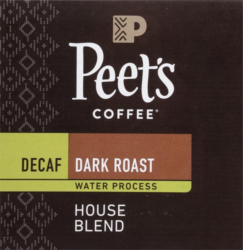 PEET’S COFFEE, DARK ROAST DECAFFEINATED COFFEE K-CUP PODS FOR KEURIG BREWERS – DECAF HOUSE BLEND 10 COUNT (1 BOX OF 10 K-CUP PODS) PACKAGING MAY VARY