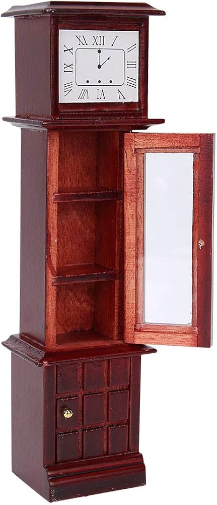 Yinuoday Dollhouse Accessories, 1:12 Scale Miniatures Dollhouse Furniture for DIY Dollhouse Living Room Mini Toy Vintage Grandfather Clock for Livingroom Bedroom Simulated Accessory