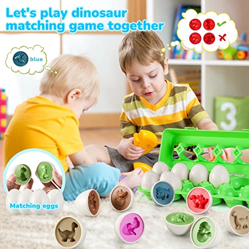 MINGKIDS Dinosaur Toys for 1 2 Year Old Boys Girls,12 PCS Matching