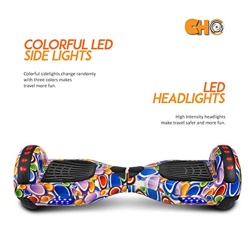 CHO Electric Smart Self Balancing Scooter Hoverboard Built-in Speaker LED Wheels Side Lights- UL2272 Certified (-Colorful Circle)