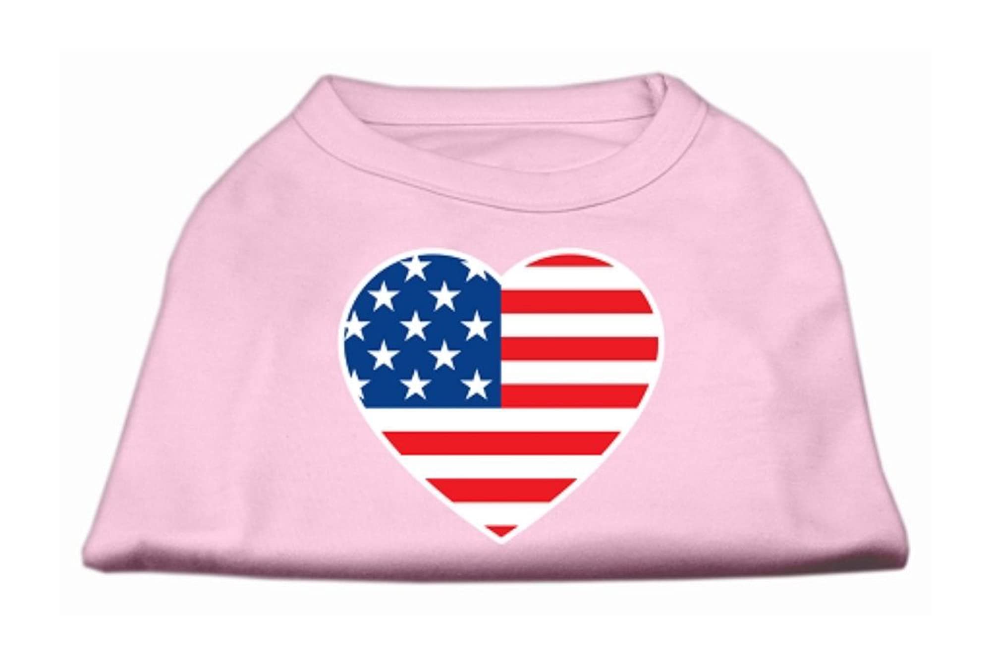 Mirage American Flag Heart Screen Print Shirt, Medium, Light Pink