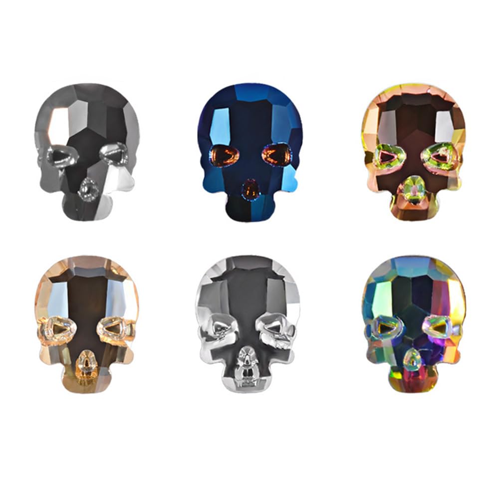 Uonlytech 30pcs 3d Skull Nail Art Nail Stickers Halloween Nail Charms for Women Girls Nail Art Decoration