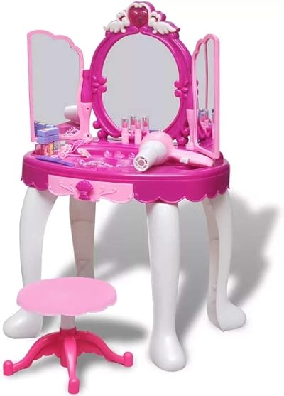 Trendi Girls Pink Glamour Dressing Table Vanity Set with Stool Mirror