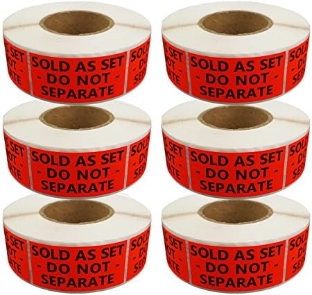 SELLER LABELS (TM) 6 Rolls / 3300 Labels - Best 1" X 2" Sold As Set Do Not Separate (Similar to: This Is A Set Do Not Separate Shipping Labels) - Red Orange [6 Pack]