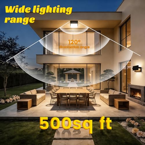 ledmo 60W Outdoor / Indoor Wall Light 360° Adjustable Outdoor Lamps Outdoor Wall Light for Terrace Corridor Gardens, Black, 126 LEDs, 5000 Lumens, Warm White 3000K, IP65