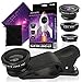 Cell Phone Camera Magnifier by Aesthete Lifestyle 3-in-1 Camera Lens Kit Professional Wide Angle, Macro Lens and Degree Fisheye Lens Fits iPhone Android Devices & Ipads Gifts Under 20