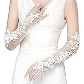 Specell Women's Long Lace Opera Gloves - Bridal & Wedding Party Gloves - Stretchy Elbow Length