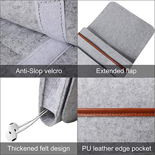 MEYUEWAL Felt Bedside Caddy, Bedside Hanging Storage Organizer with Anti-Slip Velcro for Sorting Magazine, Tablet, Phone, Earphone, Remote, Glasses, Pen - Dark Grey (Light gray)