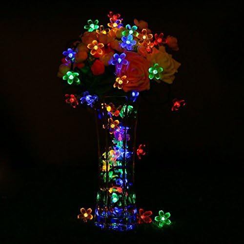 Solar String Lights , Outdoor Waterproof 50 LED Solar Garden Lights Flower Design Bulbs Christmas Decorations Led String Lights Party Lights Solar Powered Lights (Multi Color)