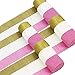Coceca 12 Rolls 984ft Crepe Paper Streamers, Pink, Gold and White, for Birthday Party, Home Decoration, Thanksgiving, Christmas Decoration