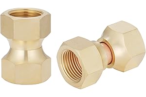 HAPPYREISE 3/8" Female Flare x 3/8" Female Flare Swivel Adapter, Brass Female Swivel Nut Union 2 Pack