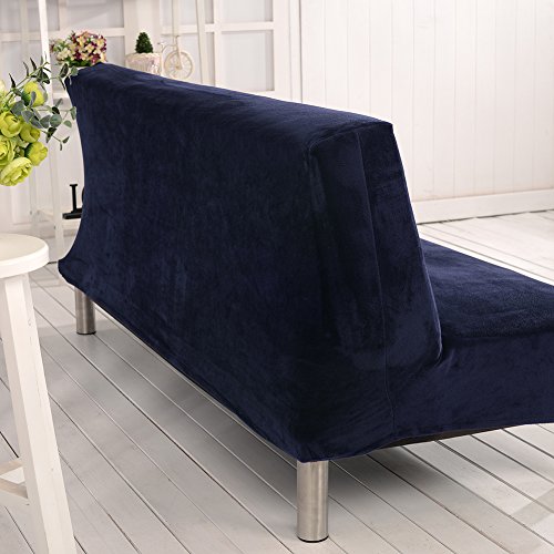 SHZONS Plush Sofa Cover, Solid Color Plush Thicker Folding Anti-Slip Armless Sofa Futon Cover for Patio Couch Bench