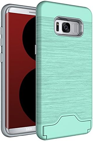 Samsung Galaxy S8 Case,Material TPU+PC with drop-resistant, non-slip, shockproof, can be contained with card casings/holders and cash, installed with supportive stand(Mint Green)