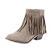 Breckelles DC62 Women Suede Fringe Cap Toe Ankle Booties
