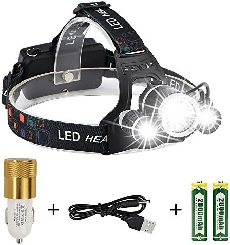 LED Headlamp Headlight, Ultra Bright Waterproof Headlamp Flashlight 4 Modes Rechargeable Headlights for Hiking, Climbing, Camping, Walking, Caving, Fishing, Cycling