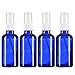 2 oz Empty Spray Bottle Cobalt Blue Boston Round Glass Bottle with White Atomizer - Perfect for Essential Oil Formulas,Aromatherapy and All Natural Cleaning Products (4 Pieces)