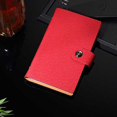 300 Cell Business Name ID Credit Card Holder Book Case Keeper Organizer Book Style (Red)