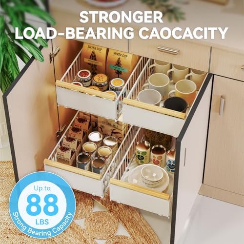 iHomara 2 Pull Out Drawers, 53cm Deep Drawer Cupboard Drawer Kitchen Drawers with Nano Adhesive and Screws for Kitchen, Bathroom, 53cm Depth x 30cm Width, 16cm Height 1
