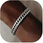 ChainsPro Miami Cuban Link Chain Bracelet for Men, 8/12/17mm, 7.5/8.3/9inch, 316L Stainless Steel/18K Gold Plated/Black Hip Hop Bracelets for Father Husband No Tarnish Bracelet- Send Gift Box