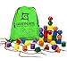 Gleeporte Jumbo Stringing & Lacing Bead Set - 36 Plastic Beads, and 4 Thread Strings, with a Tote Bag for Toddlers and Babies - Montessori Occupational Therapy Fine Motor Skills Sorting Toys,Autism