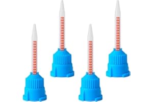 RHUI 50 Pcs Short 10:1 Ratio Dental Mixing Tips High Performance Crown & Bridge Mixing Tips Blue&Orange