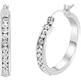 Edforce Stainless Steel Women Cubic Zirconia Hoops Earrings