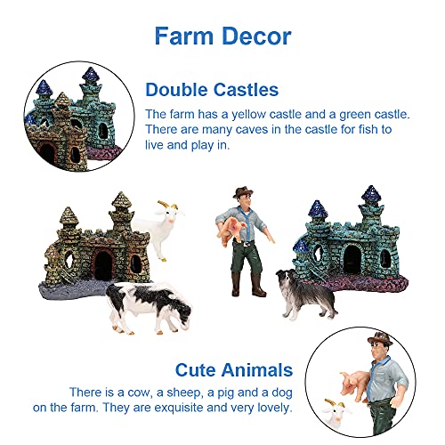 Aquarium Decorations Accessories Farm Fish Tank Decor Plastic Plants Artificial Small Decoration (8-15 gallons)