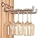 DBYAN Wine Glass Rack,Vintage Style Rubbed Bronze 2 Rows Stainless Steel Wall-Mounted Stemware Hanging Wine Glass Hanger Holder for Valentine Xmas Gift Bar Home Cafe