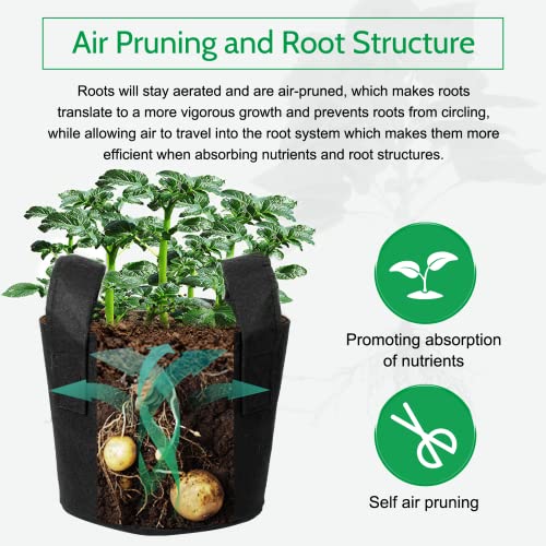 JERIA 12Pack 7 Gallon, Vegetable/Flower/Plant Grow Bags, Aeration