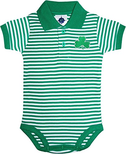 Creative Knitwear Irish Baby Shamrock Striped Polo Bodysuit