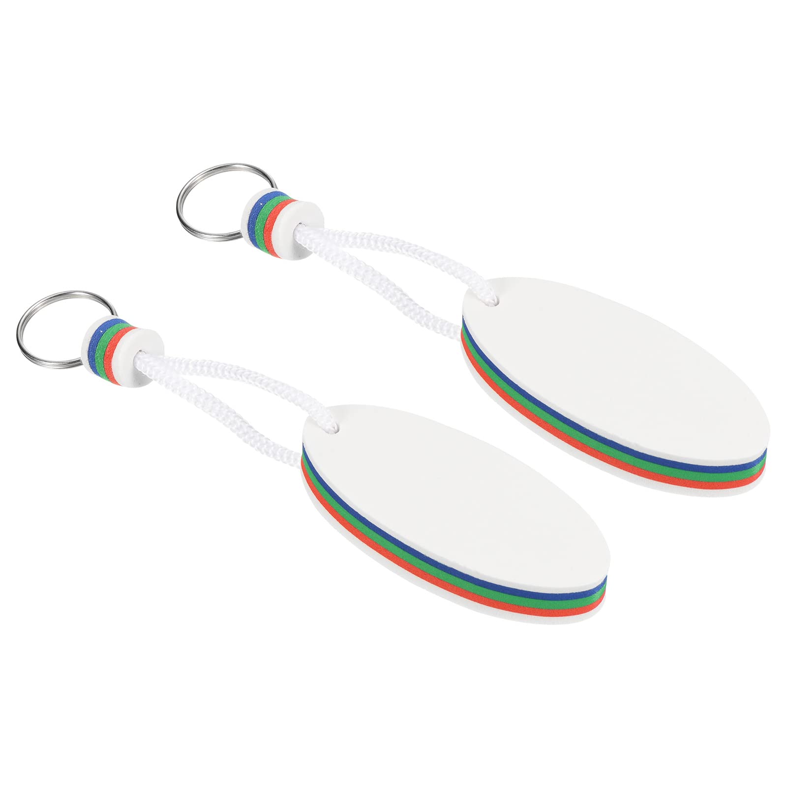 PATIKIL Floating Keychain, 2 Pack Sports Buoy Key Rings Oval Buoyant Keyrings Marine Sailing Key Holder for Fishing Kayaking, White