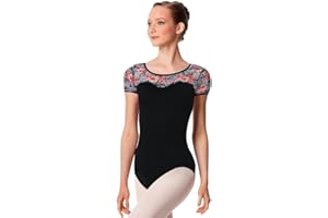WYHDY Women's Dance Lace Leotard Tank Ballet Mock Neck Dancewear, Hollow Back