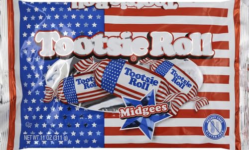 TOOTSIE ROLL MIDGEES FLAG, RED, WHITE AND BLUE PACKAGING, 11 OZ. BAG
