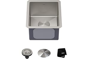 KRAUS Standart Pro 13-inch Undermount Single Bowl 16 Gauge Stainless Steel Bar Kitchen Sink, KHU101-13