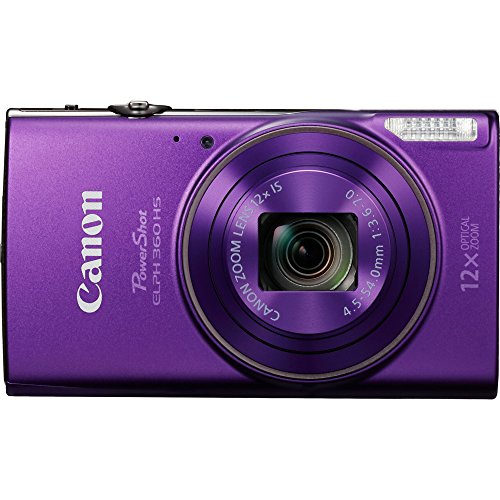 Canon-PowerShot-ELPH-360-HS-Purple-Digital-Camera-32GB-Card-Bundle-includes-Camera-32GB-Memory-Card-Reader-Wallet-Case-Mini-Tripod-Screen-Protectors-Cleaning-Kit-and-Beach-Camera-Cloth
