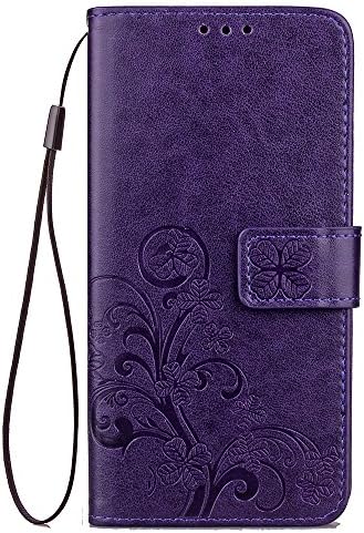 Samsung Galaxy A5 2017 Wallet Case,New Flower Unlocked Flip Folio Holder Kickstand Feature Credit Cards Slot Cash Pockets Luxury PU Leather Holster Flip Cover Case For Samsung A5 2017 A520F (Purple)
