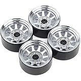 INJORA 1.9 Beadlock Wheel Rims for 1:10 RC Crawler Axial SCX10 90046 SCX10 III AXI03007 Traxxas TRX4 Redcat GEN8,Metal Alloy,107g/pcs (Silver)