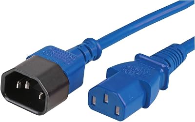 PRO ELEC C14 to C13 Extension Power Lead Cable 2m Blue 10A 250V H05VV-F 0.75mm²