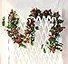 Leegoal Artificial Rose Silk Flower Green Leaf Vine Garland Home Wall Party Decor Wedding Decal (Red)