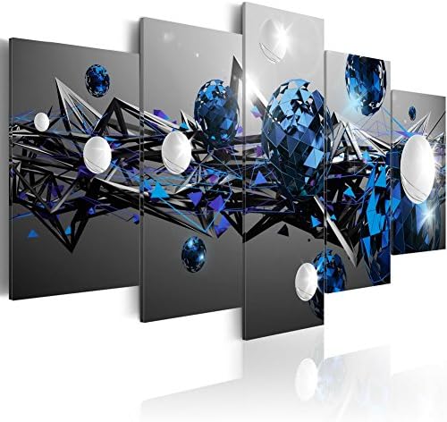 Huge Modern Canvas Print Wall Art Geometric Milky Way Contemporary Blue Painting Giant Artwork Decoration for Bedroom Office 5 Pieces Framed Ready to Hang (40x80, ELF12)