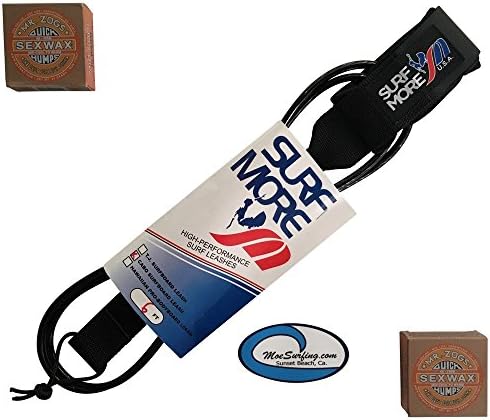 MoeSurfing Sex Wax Orange Humps with XM Surfmore 6 Foot High Performance Surf Leash