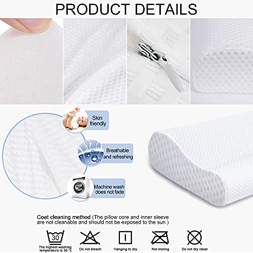 KOKEEONE Memory Foam Bed Pillows Ergonomic Cervical Orthopedic