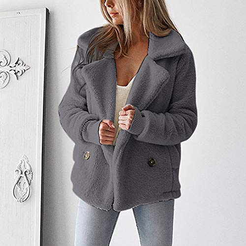 Vintage Women Coats with Faux Fur Duseedik Biker Motorcycle Overcoat Leather Zipper Jacket Outercoat Outwear Waistcoat Gray