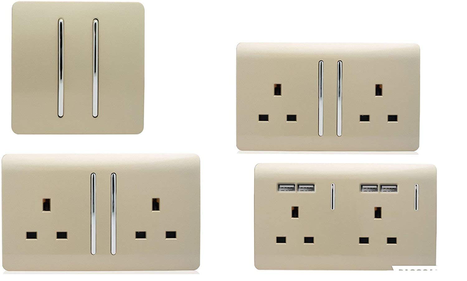 Trendi Switch Modern Glossy Switches/Sockets Dining Room Trade/Multi Pack Gold