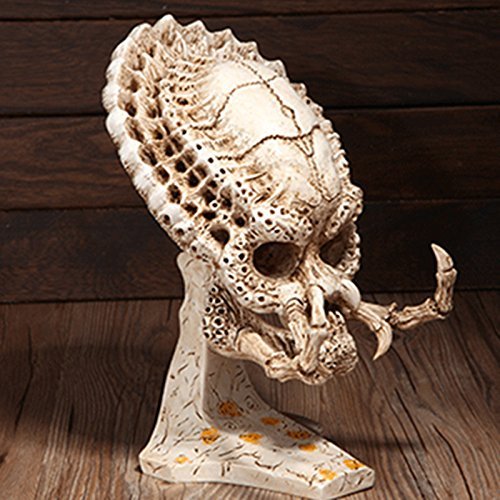 MonkeyJack Classic Predator Skull Prop Model Resin Replica Unassembled Figurine Alien Warrior Kit White