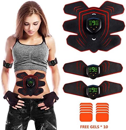 ZHENROG Abs Trainer Fitness Training Gear,EMS Muscle Stimulator with LCD Display - USB Rechargeable Ultimate Abdominal Stimulator - 6 Modes & 10 Levels Portable Muscle Toner for Men&Women